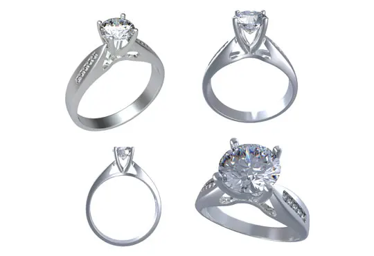 Diamond Ring: Designer Engagement Ring, Wedding Set