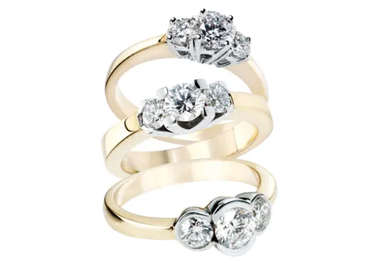 Three Stone Diamond/Gold Engagement Rings